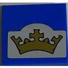 LEGO Blue Tile 2 x 2 with Crown Sticker with Groove (3068)