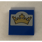 LEGO Blauw Tegel 2 x 2 met Kroon Sticker met groef (3068)