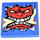 LEGO Blue Tile 2 x 2 with Face Chewing Lightning Sticker with Groove (3068)