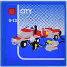 LEGO Blue Tile 2 x 2 with Fire Engine Sticker with Groove (3068)