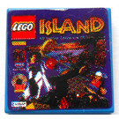 LEGO Bleu Tuile 2 x 2 avec 'ISLAND' et Lego logo Autocollant avec rainure (3068)