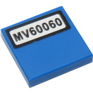 LEGO Bleu Tuile 2 x 2 avec MV60060 Autocollant avec rainure (3068)