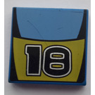 LEGO Blau Fliese 2 x 2 mit Number 18 und Gelb Muster mit Nut (3068)