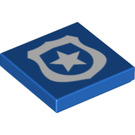 LEGO Blau Fliese 2 x 2 mit Polizei Badge mit Nut (3068 / 36117)