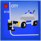 LEGO Bleu Tuile 2 x 2 avec Police Autocollant avec rainure (3068)