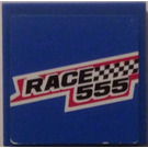 LEGO Blue Tile 2 x 2 with Race 555 Sticker with Groove (3068)