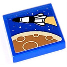 LEGO Bleu Tuile 2 x 2 avec Fusée Autocollant avec rainure (3068)