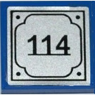 LEGO Bleu Tuile 2 x 2 avec Room 114 Autocollant avec rainure (3068)