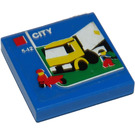 LEGO Blau Fliese 2 x 2 mit Truck und Minifigures Aufkleber mit Nut (3068)
