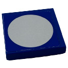 LEGO Blue Tile 2 x 2 with White Circle Sticker with Groove (3068)