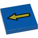 LEGO Blue Tile 2 x 2 with Yellow Arrow with Groove (3068)