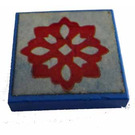 LEGO Blue Tile 2 x 2 without Groove with Red Flower Sticker without Groove