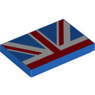 LEGO Blau Fliese 2 x 3 mit Hälfte of Union Jack Flagge (26603 / 100586)