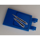LEGO Blauw Tegel 2 x 3 met Horizontaal Clips met armour en nails marks Sticker (Dikke open 'O'-clips) (30350)