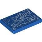 LEGO Blue Tile 2 x 3 with Mech Dragon Blueprint (26603 / 34569)