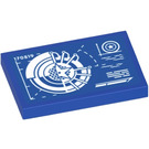 LEGO Blue Tile 2 x 3 with Shield Design Drawing and ‘170819’ Sticker