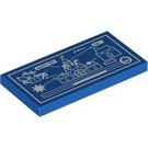 LEGO Blau Fliese 2 x 4 mit Castle Blueprint (87079 / 103775)