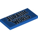 LEGO Blauw Tegel 2 x 4 met Jurassic World Sign (38145 / 87079)