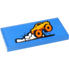 LEGO Blue Tile 2 x 4 with Orange Monster Truck and White Dust Pattern Sticker (87079)