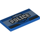 LEGO Blau Fliese 2 x 4 mit 'Polizei' (29857 / 87079)