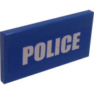 LEGO Blue Tile 2 x 4 with "POLICE" Sticker (87079)