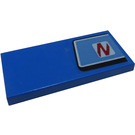LEGO Blue Tile 2 x 4 with Slanted Red Letter N in White Rounded Rectangle on Medium Blue Background Sticker (87079)