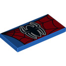 LEGO Blue Tile 2 x 4 with Spiderman Logo (21357 / 87079)