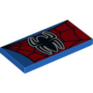 LEGO Blauw Tegel 2 x 4 met Spiderman logo (21357 / 87079)