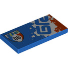 LEGO Blue Tile 2 x 4 with 'WGP 06' and 'allinol' (Left) (70144 / 87079)