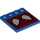 LEGO Blue Tile 4 x 4 with Studs on Edge with Spiderman Mask (6179 / 21197)