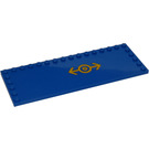 LEGO Blue Tile 6 x 16 with Studs on 3 Edges with Train Logo (Model Left) Sticker (6205)