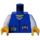 LEGO Blauw Torso met Blauw Vest en ID Card en Life Bewaker Patroon (973)
