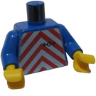 LEGO Blauw Torso met Rood en Wit Chevron Patroon en Railway logo (973)