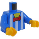 LEGO Blauw Torso met Wit Strepen, Rood Vlinderdas en Low Neckline (973 / 76382)