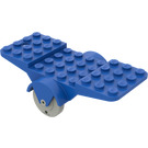 LEGO Blauw Voertuig Basis 10 x 4 met Twee Wielen Light Grijs