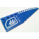 LEGO Blue Wedge 12 x 3 x 1 Double Rounded Right with Wings and Hazard Stripes Sticker (42060)
