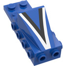 LEGO Blauw Wig 2 x 3 met Steen 2 x 4 noppen aan de zijkant en Plaat 2 x 2 met Zwart/Zilver "V" (2336)