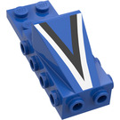LEGO Blue Wedge 2 x 3 with Brick 2 x 4 Side Studs and Plate 2 x 2 with Black/Silver "V" (2336)