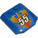 LEGO Blue Wedge 4 x 4 Curved with "55" Sticker (45677)