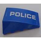 LEGO Blue Wedge 4 x 4 Triple Curved without Studs with White 'POLICE' - Left Side Sticker (47753)