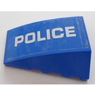 LEGO Blue Wedge 4 x 4 Triple Curved without Studs with White 'POLICE' - Right Side Sticker (47753)