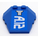 LEGO Blue Wedge 4 x 4 Triple with 'A.12' pattern Sticker with Stud Notches (48933)