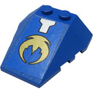 LEGO Blauw Wig 4 x 4 Drievoudig met Zilver en Gold Patroon Sticker met noppen (48933)