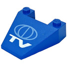 LEGO Blau Keil 4 x 4 mit TV Globe Logo ohne Bolzenkerben (4858)