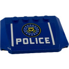 LEGO Blauw Wig 4 x 6 Gebogen met Badge, Wit Strepen en 'Politie' Sticker (52031)
