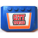 LEGO Blau Keil 4 x 6 Gebogen mit City Towing Aufkleber (52031)