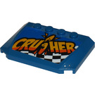 LEGO Blue Wedge 4 x 6 Curved with 'Crusher' Sticker (52031)
