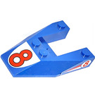 LEGO Blue Wedge 6 x 4 Cutout with "8" with '8' Sticker without Stud Notches (6153)