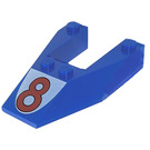 LEGO Blue Wedge 6 x 4 Cutout with "8" without Stud Notches (6153)