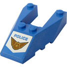 LEGO Blau Keil 6 x 4 Ausgeschnitten mit 'Polizei' und Badge mit Wings Aufkleber mit Bolzenkerben (6153)